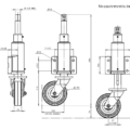 150mm heavy duty flexello jacking castor 2D dimensional drawing