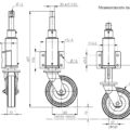 200mm Heavy Duty Jacking Castor 2D technical Drawing