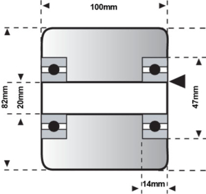 82x100mm White Nylon Pallet Roller Diagram