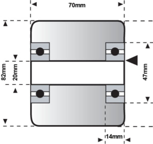 82mm X 70mm White Nylon Pallet Roller Diagram