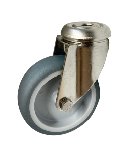 75mm Stainless Steel Single Bolt Hole Swivel Apparatus Castor with Grey non marking thermoplastic wheel