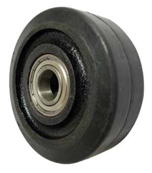 100mm castor wheel with rubber tyre on a cast iron centre and 20mm ball bearings 125kg load rating
