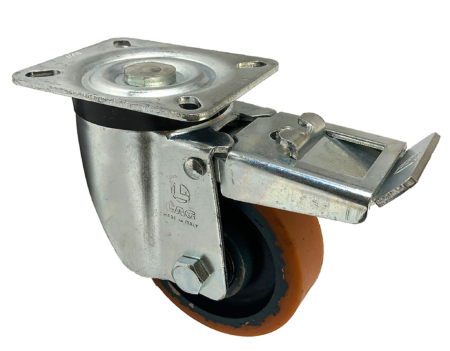 100mm Swivel Castor with Brake and Polyurethane Cast Iron Wheel, 23603FR