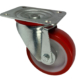 100mm swivel castor with red polyurethane tyre on a white nylon centre and roller bearing. 180kg load rating msz100pn1b