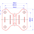 100mm Fixed Castor MDZ Series Top Plate 2D Drawing