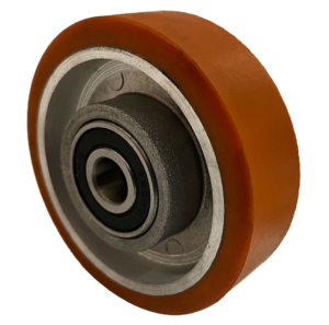 80mm polyurethane tyre on an aluminium centre core castor wheel with 12mm ball bearings